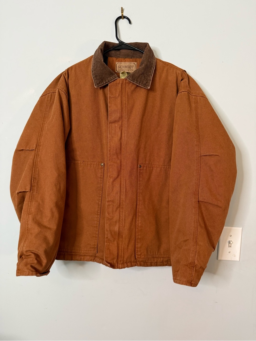Schmidt workwear Men's Brown Canvas Work Jacket with Corduroy Collar